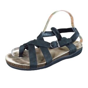 Teva Catalina Cork Women Strappy Sandal Size 7.5 Casual Summer Black Leather